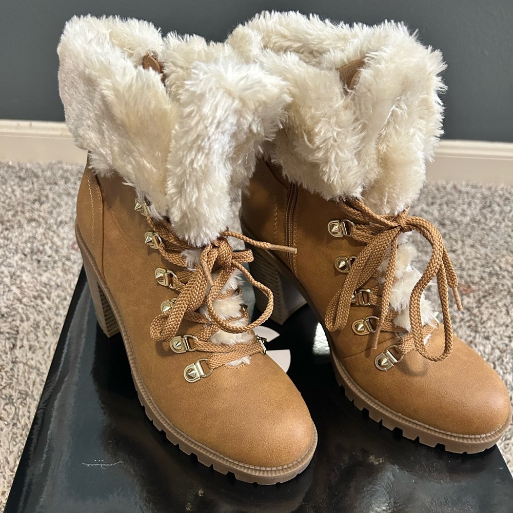 Women's G by Guess Tan Fur-Lined Ankle Boots